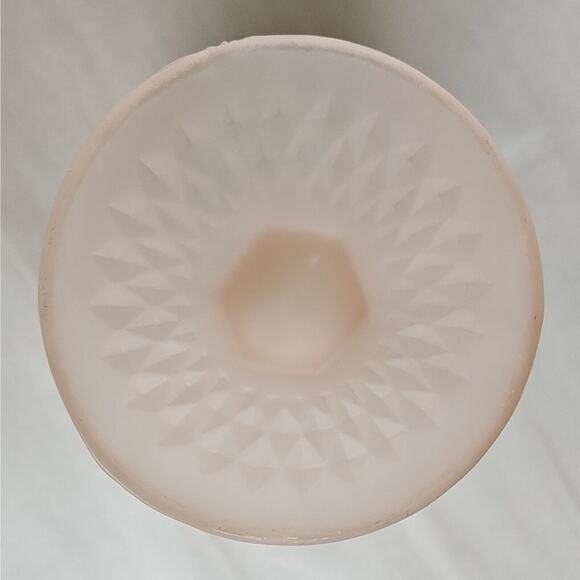 Vintage Indiana Glass Diamond Point Frosted Pink Satin Glass Vase 8" Depression - Picture 5 of 7